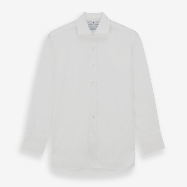 White Poplin Shirt With Regent Collar and 2-Button Cocktail Cuffs