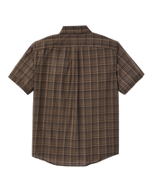 Short Sleeve Madras Popover Shirt - Brown / Olive Plaid