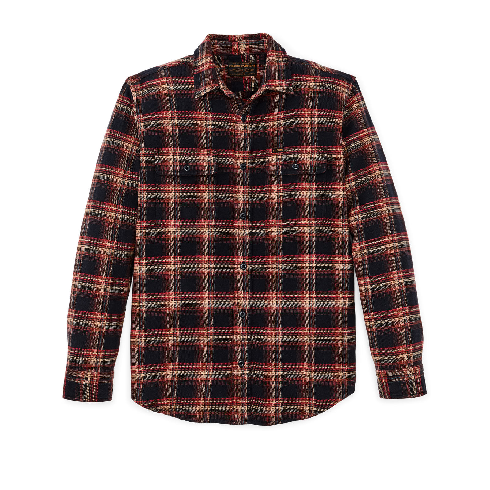 Vintage Flannel Work Shirt - Black / Rust / Multi Plaid