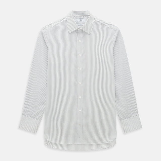 Green and Brown Ticking Stripe Mayfair Shirt