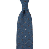 Floral Fina Grenadine Silk Tie - Blue Mottled - Hand-Rolled