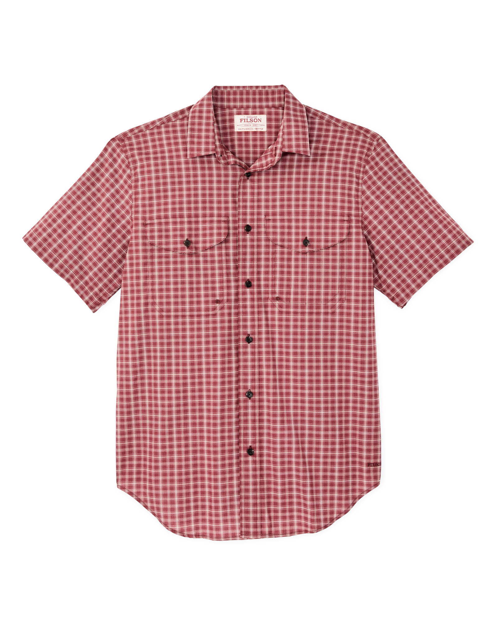Twin Lakes Short Sleeve Sport Shirt - Brick / Cream Plaid