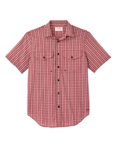 Twin Lakes Short Sleeve Sport Shirt - Brick / Cream Plaid
