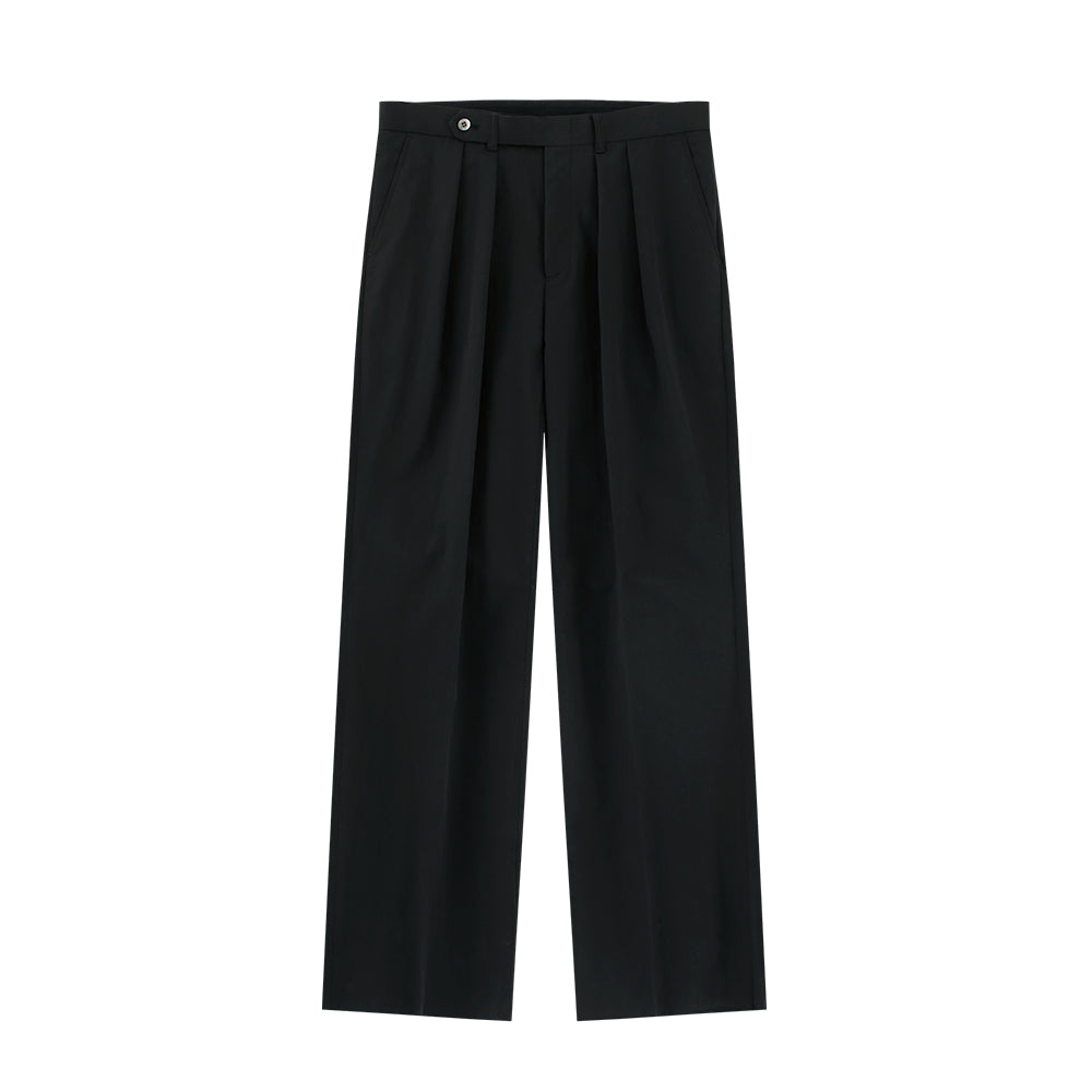 Easy Line Cotton Two Pleated Wide Chino Pants
