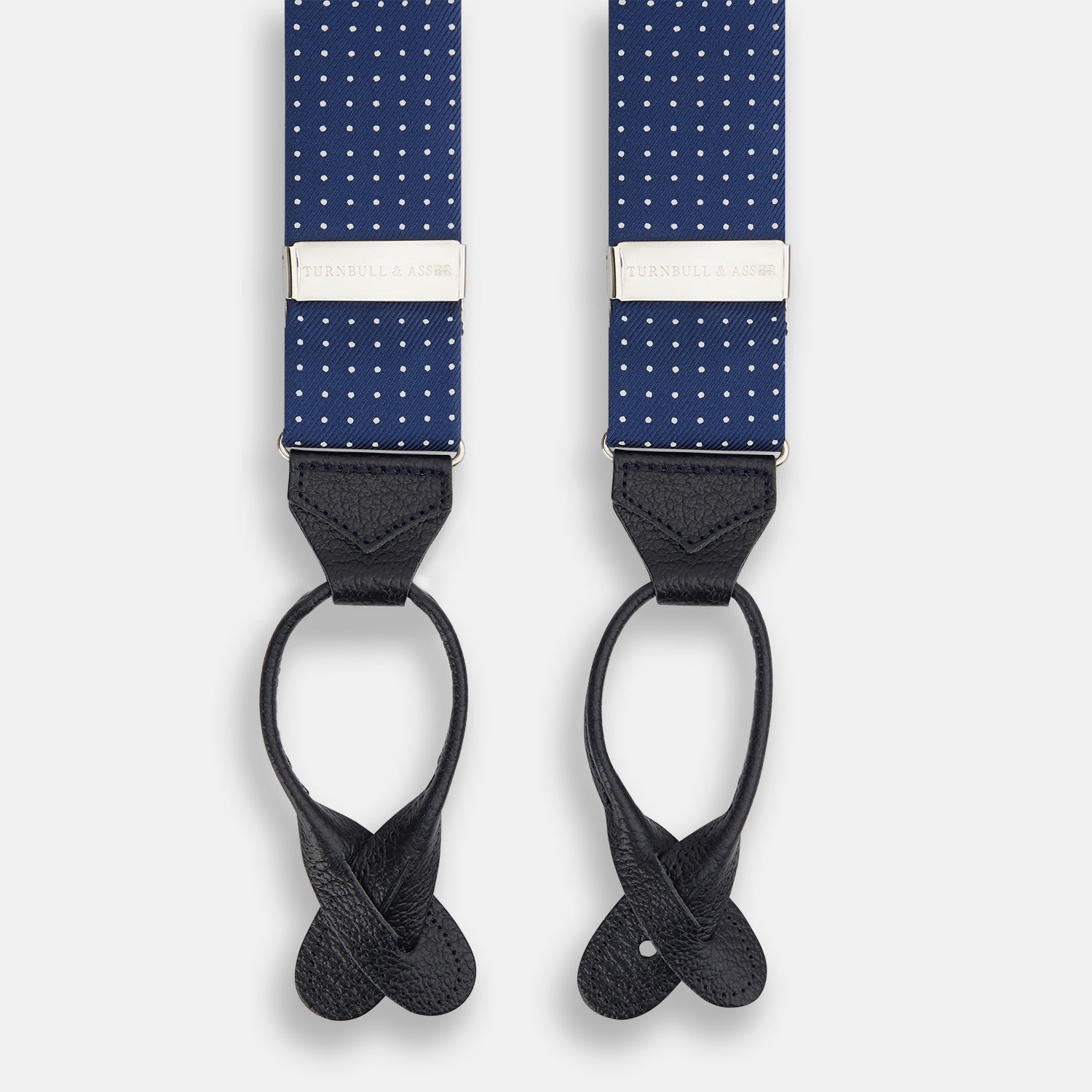 White Small Spot Adjustable Silk And Leather Braces