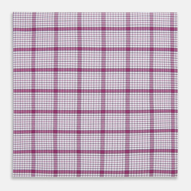 Hand Rolled Purple Graph Overlay Check Handkerchief