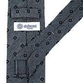 Floral Fina Grenadine Silk Tie Grey Mottled Hand Rolled