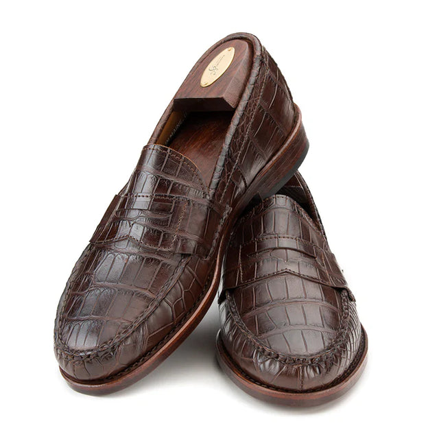 Outlet - Pinch Penny Loafers - Chocolate Burnished Alligator (OUTLET) 9.5 E Chocolate