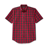 Sutter Sport Short Sleeve Shirt - Dark Brown / Scarlet Plaid