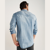 Men's Denim Long Sleeve Pearl Snap