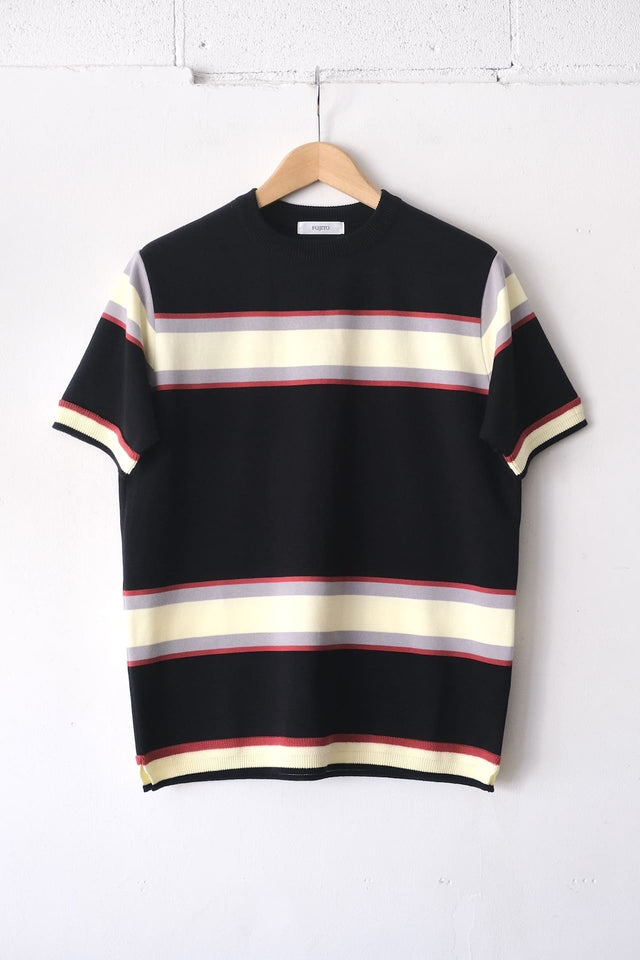FUJITO Border Knit T-Shirt Black Border,Beige Border | Directors Web Shop powered by BASE