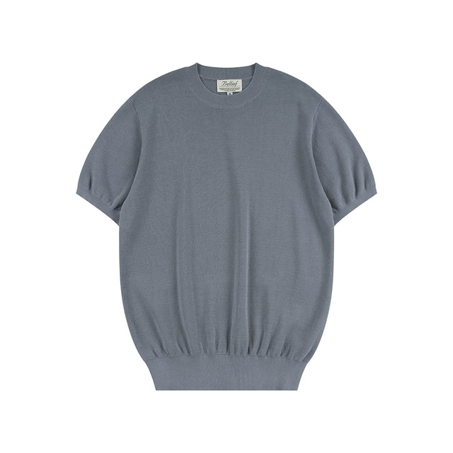Essential Hard Twist Cotton Short Sleeve Knit (Ice Blue)