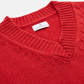 Raspberry Red Cashmere Edwards V Neck Sweater