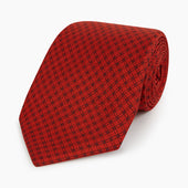 Red Lattice Patterned Printed Silk Tie