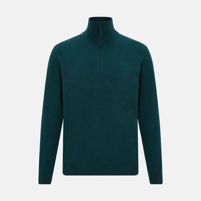 Hunter Green Half-Zip Cashmere Jumper