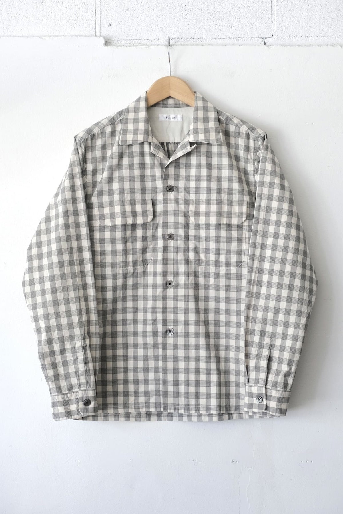 FUJITO Open Collar Shirt White Check,Black Check | Directors Web Shop powered by BASE
