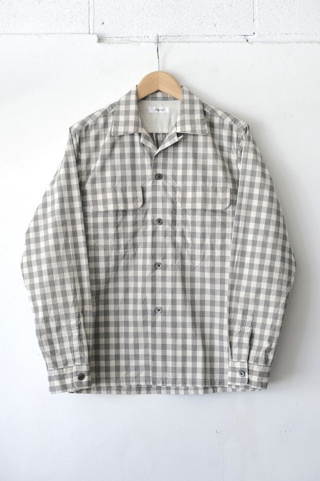 FUJITO Open Collar Shirt White Check,Black Check | Directors Web Shop powered by BASE