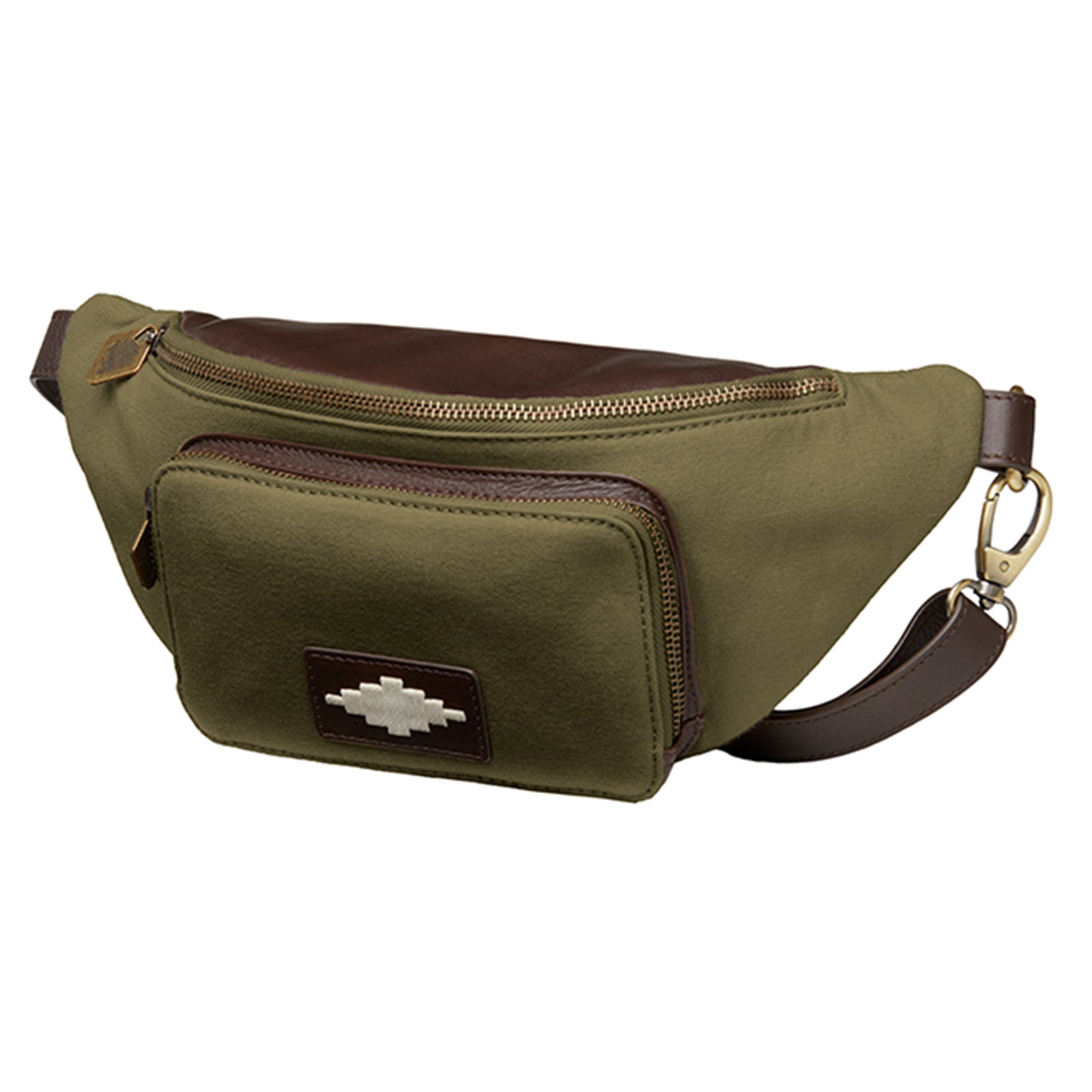 Rinonera Crossbody Bag Leather And Forest Canvas