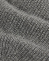 The Cashmere Ribbed Beanie | Heather Charcoal