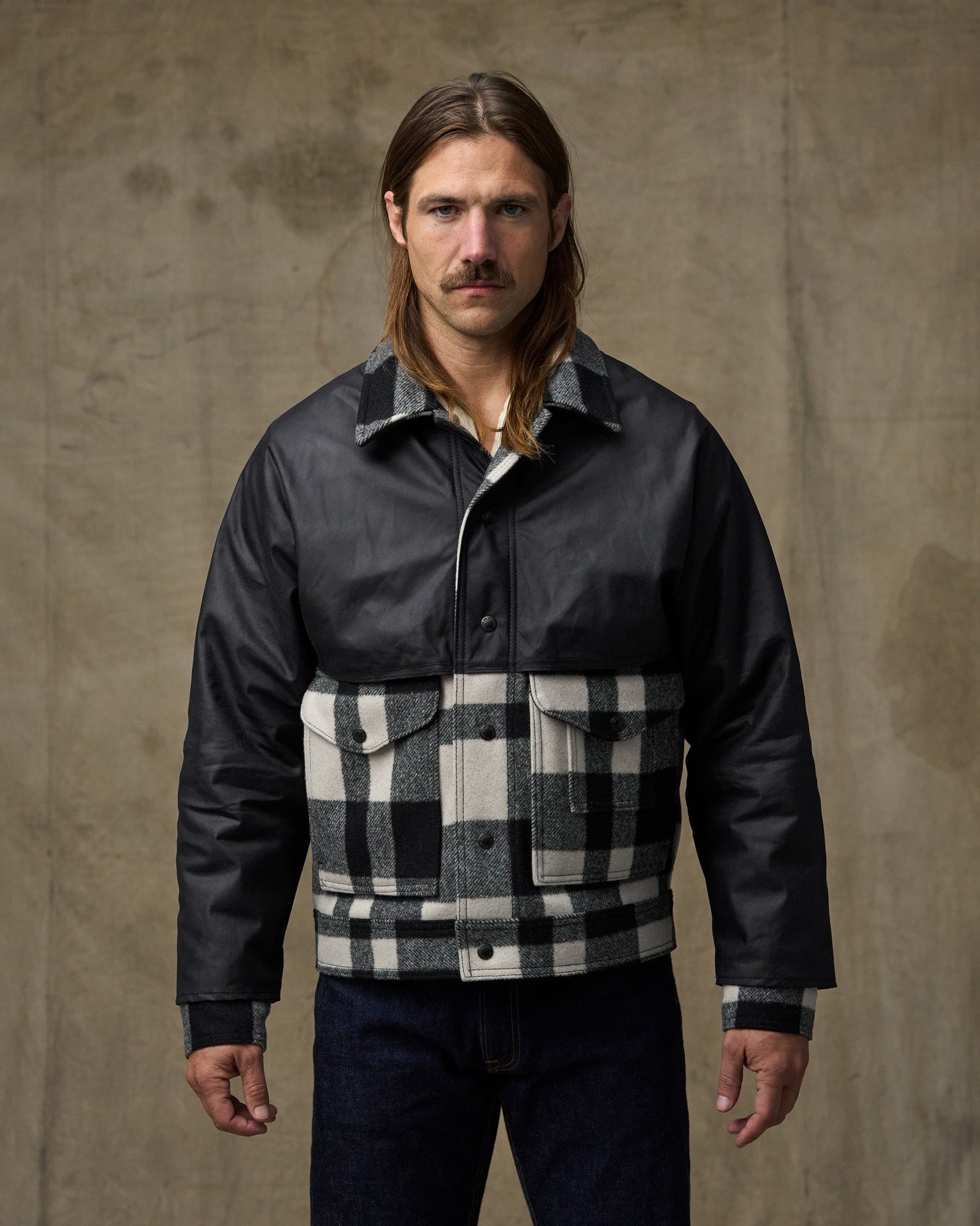 Mackinaw Wool Caped Jacket Plaid