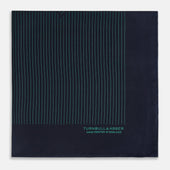 And Hunter Green Stripe Silk Pocket Square