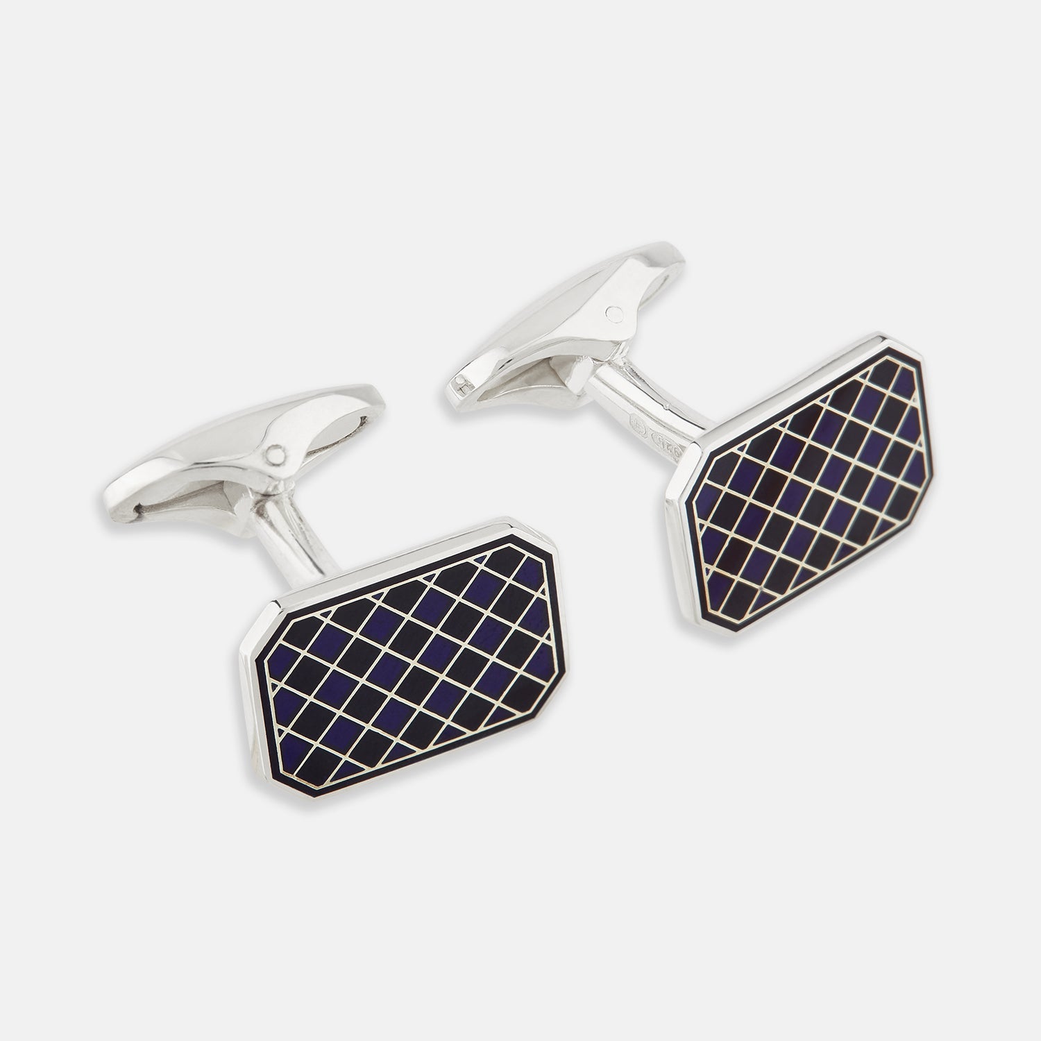 Checkered Rectangular Enamel Cufflinks