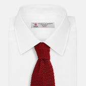 Knitted Red Silk Plain Tie