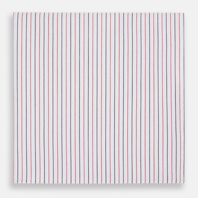 Hand Rolled Red and Navy Pinstripe Handkerchief