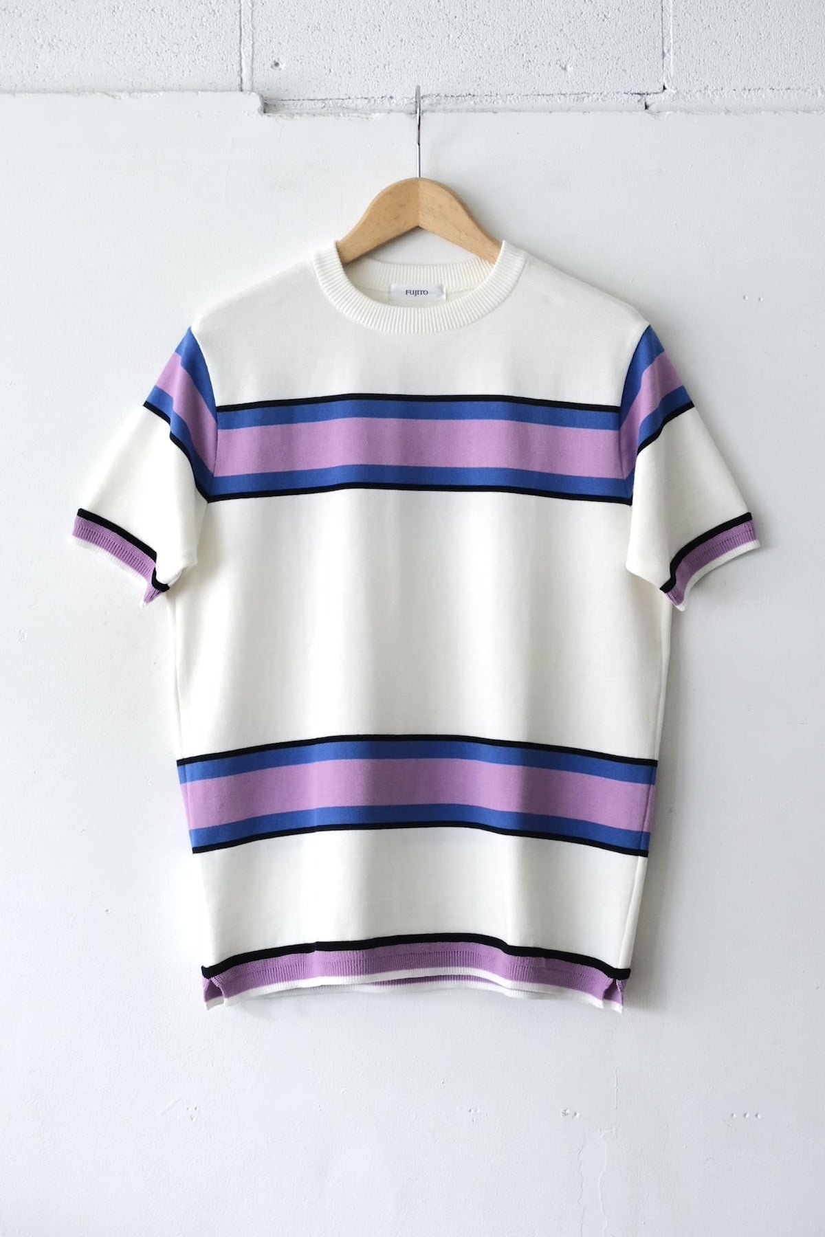 Fujito Border Knit T Shirt Purple Gray Wine Directors Web Shop Powered By Base