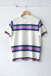 FUJITO Border Knit T-Shirt White/Purple,Gray/Wine | Directors Web Shop powered by BASE
