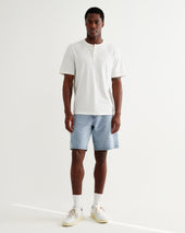 Hill Off White Slub Organic Cotton Henley T Shirt