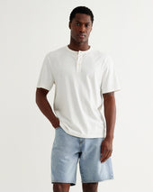 Hill Off White Slub Organic Cotton Henley T Shirt