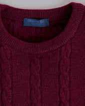 Damson Crew Neck Cable Knit Cashmere Sweater