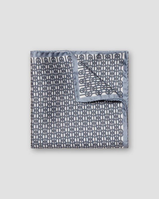 Navy 3D Chain Silk Pocket Square