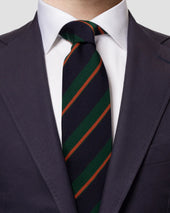 Dark Orange Striped Wool Cotton Tie