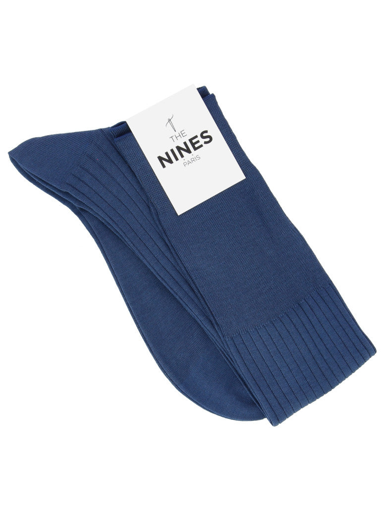 Dark Blue Cotton Lisle Knee Socks