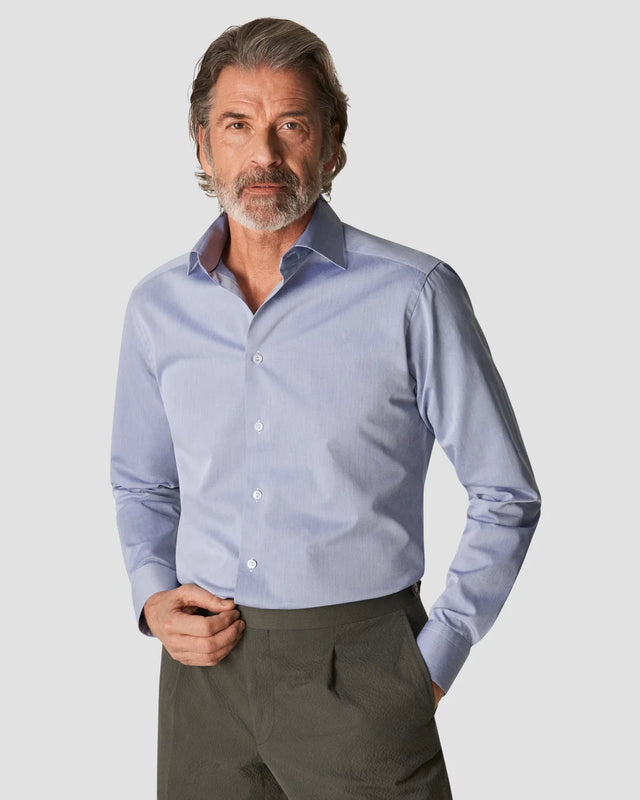 Navy Fine Piqué Shirt - Eton