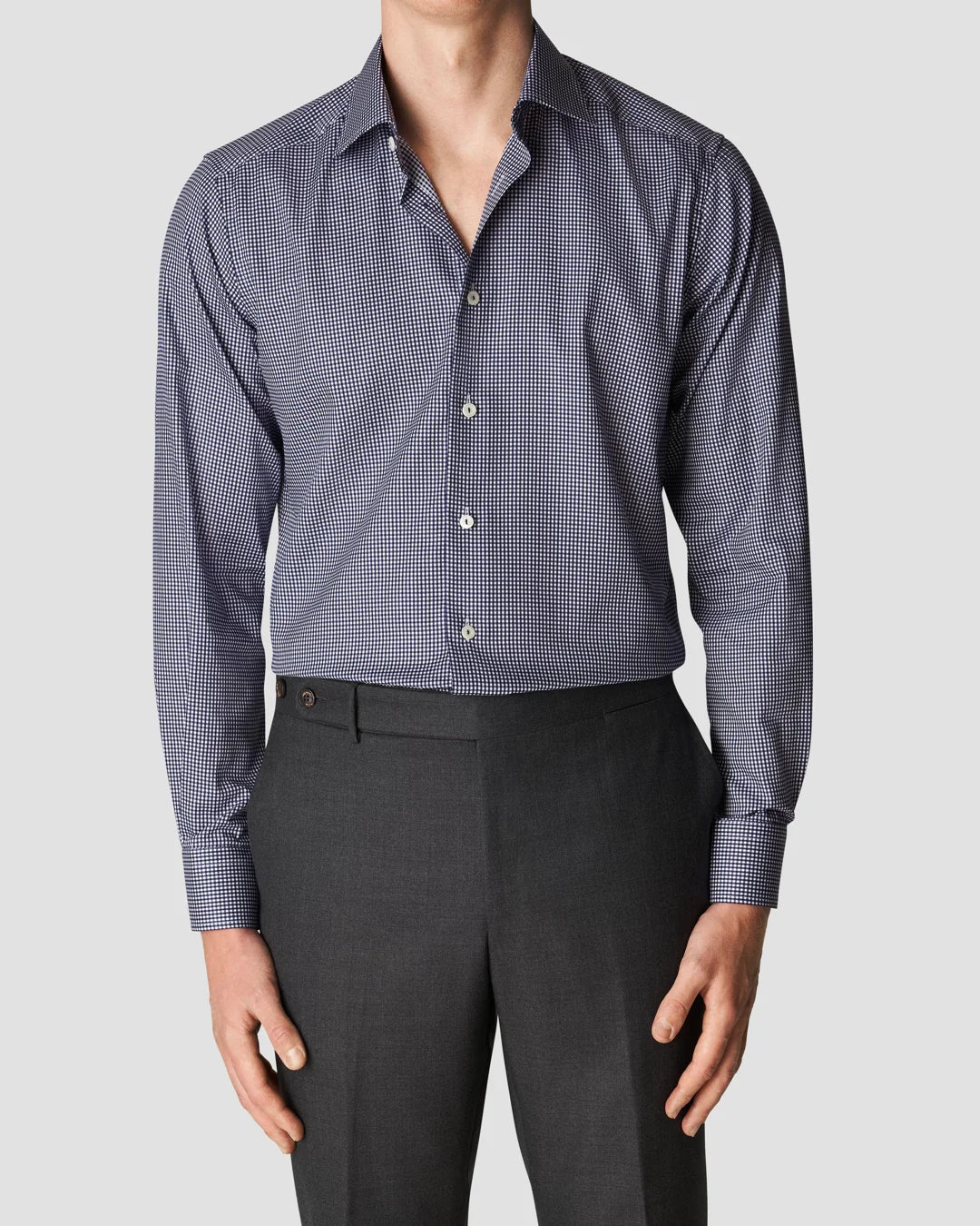 Blue Two Color Check Fine Twill Shirt Eton