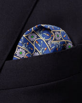 Dark Floral Print Silk Pocket Square