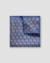 Dark Blue Floral Print Silk Pocket Square