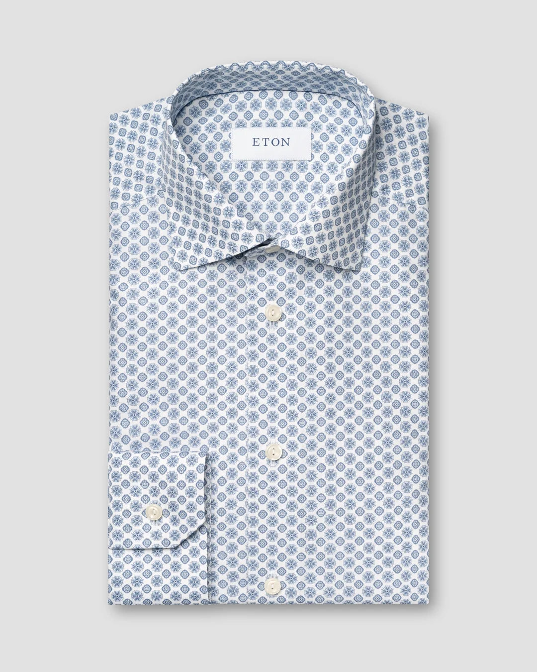 Dark Geometric Signature Poplin Shirt Eton