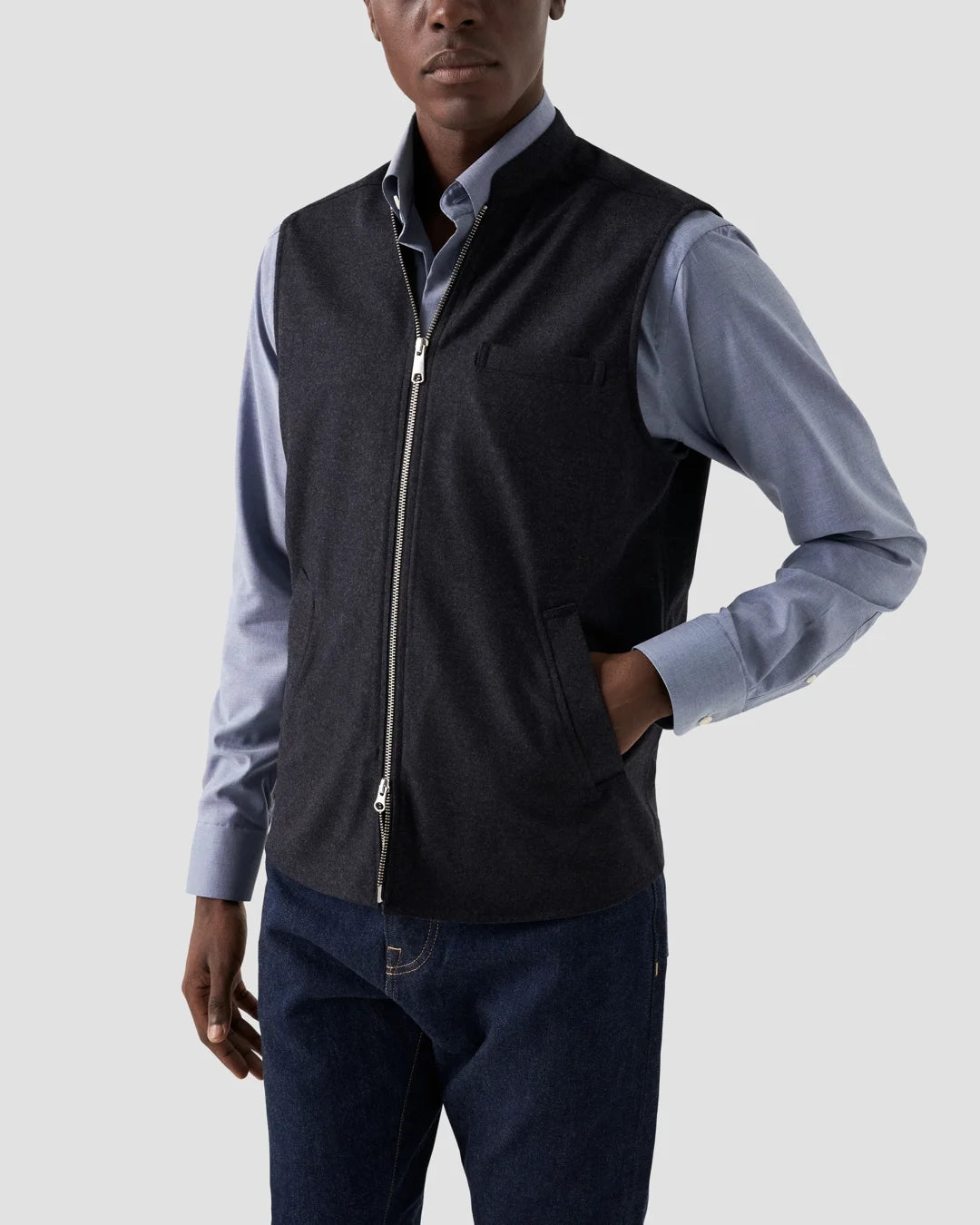 Wool Cashmere Flannel Vest Eton