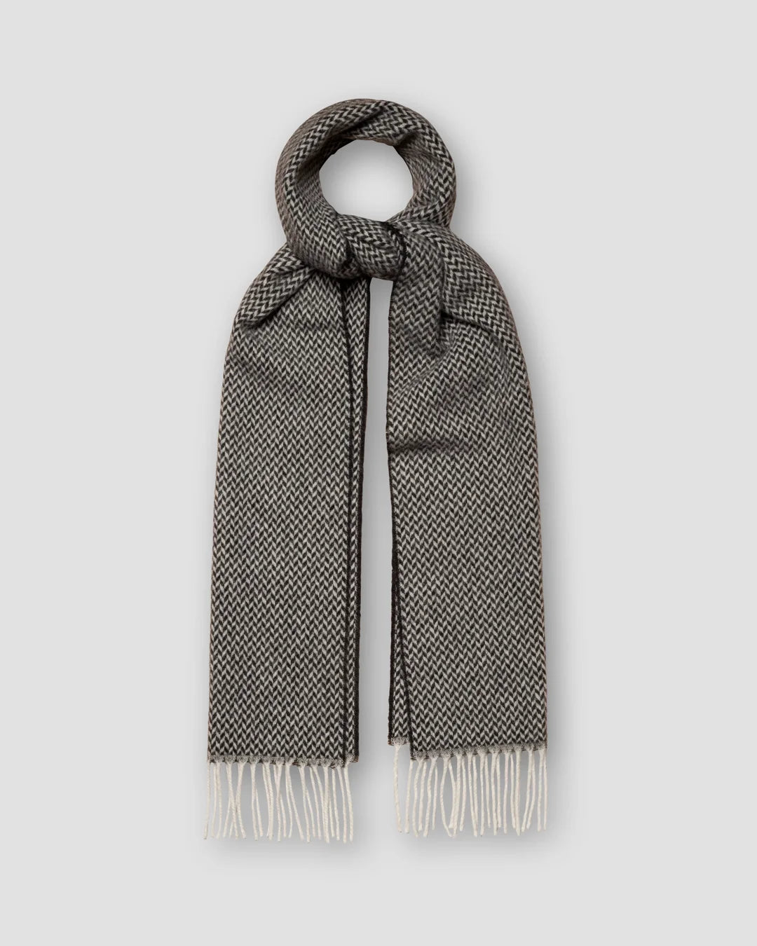 Navy Herringbone Wool Scarf