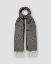 Navy Herringbone Wool Scarf