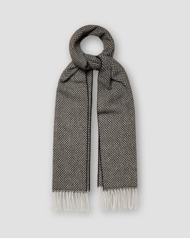 Navy Herringbone Wool Scarf