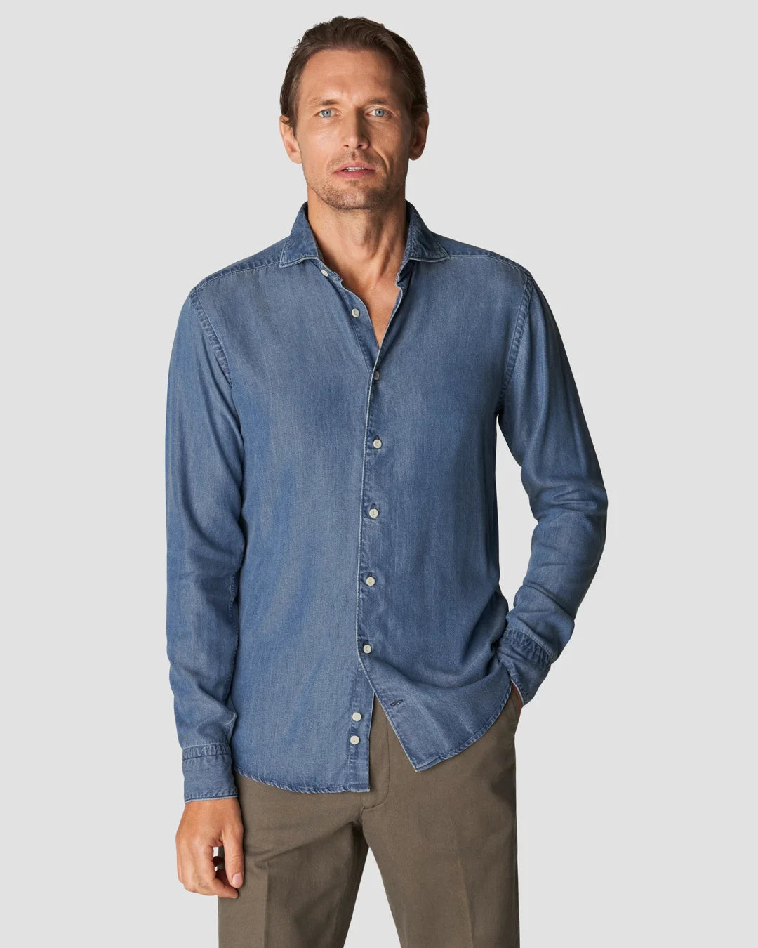 Light Washed Denim Shirt Eton