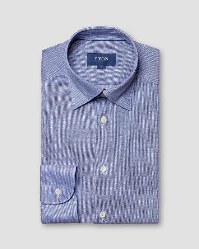 Blue oxford piqué shirt - Eton