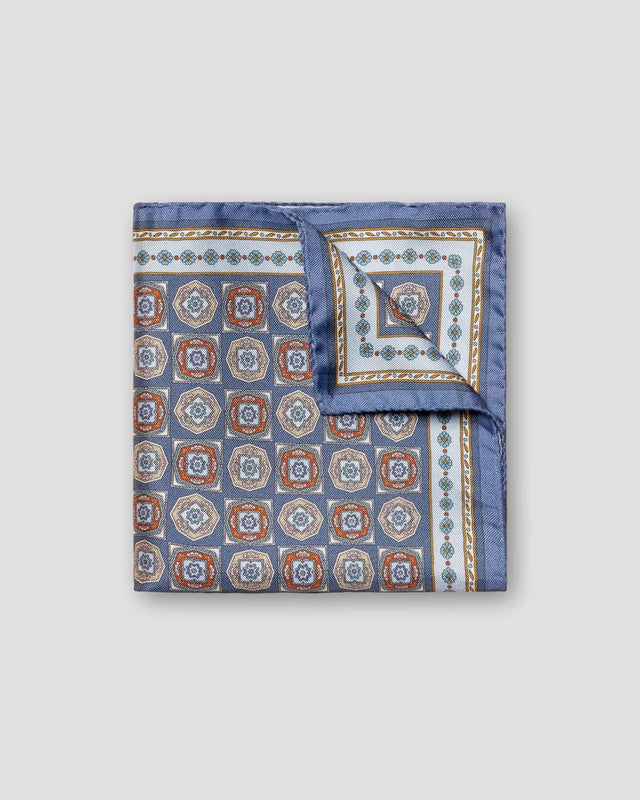 Blue Medallion Silk Pocket Square