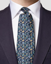 Dark Natura Scandinavia Print Silk Tie