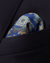 Dark Paisley Print Silk Pocket Square